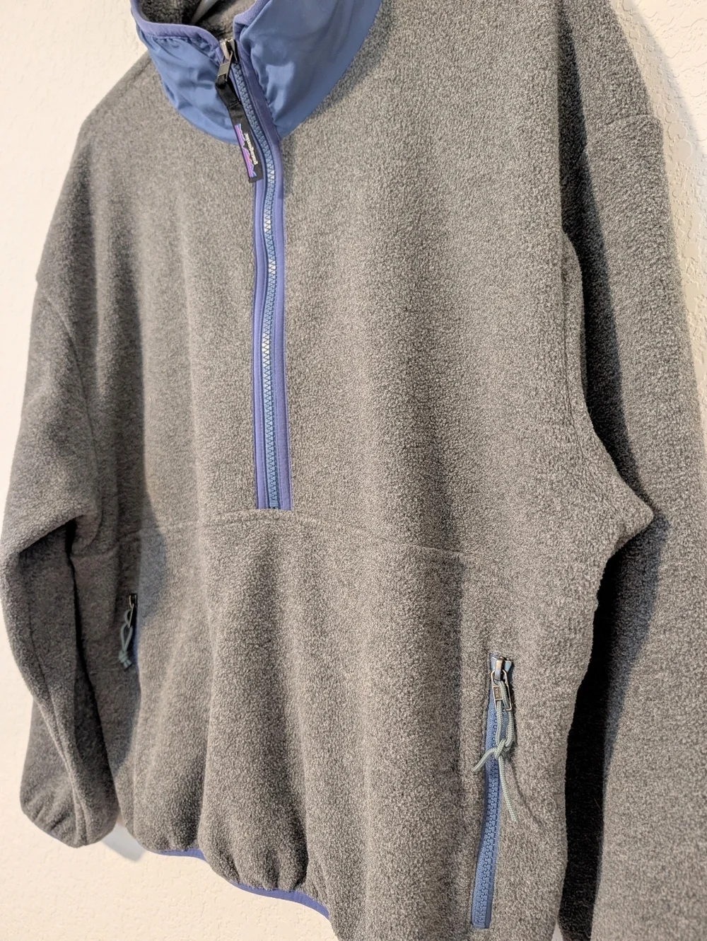 Patagonia Grey Blue Mock Neck Half-Zip Synchilla Marsupial Fleece Pullover M